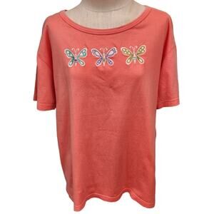 Bob Mackie Wearable Art butterfly applique t shirt L